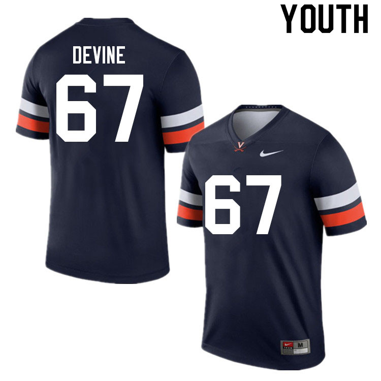 Youth #67 Derek Devine Virginia Cavaliers College Football Jerseys Sale-Navy